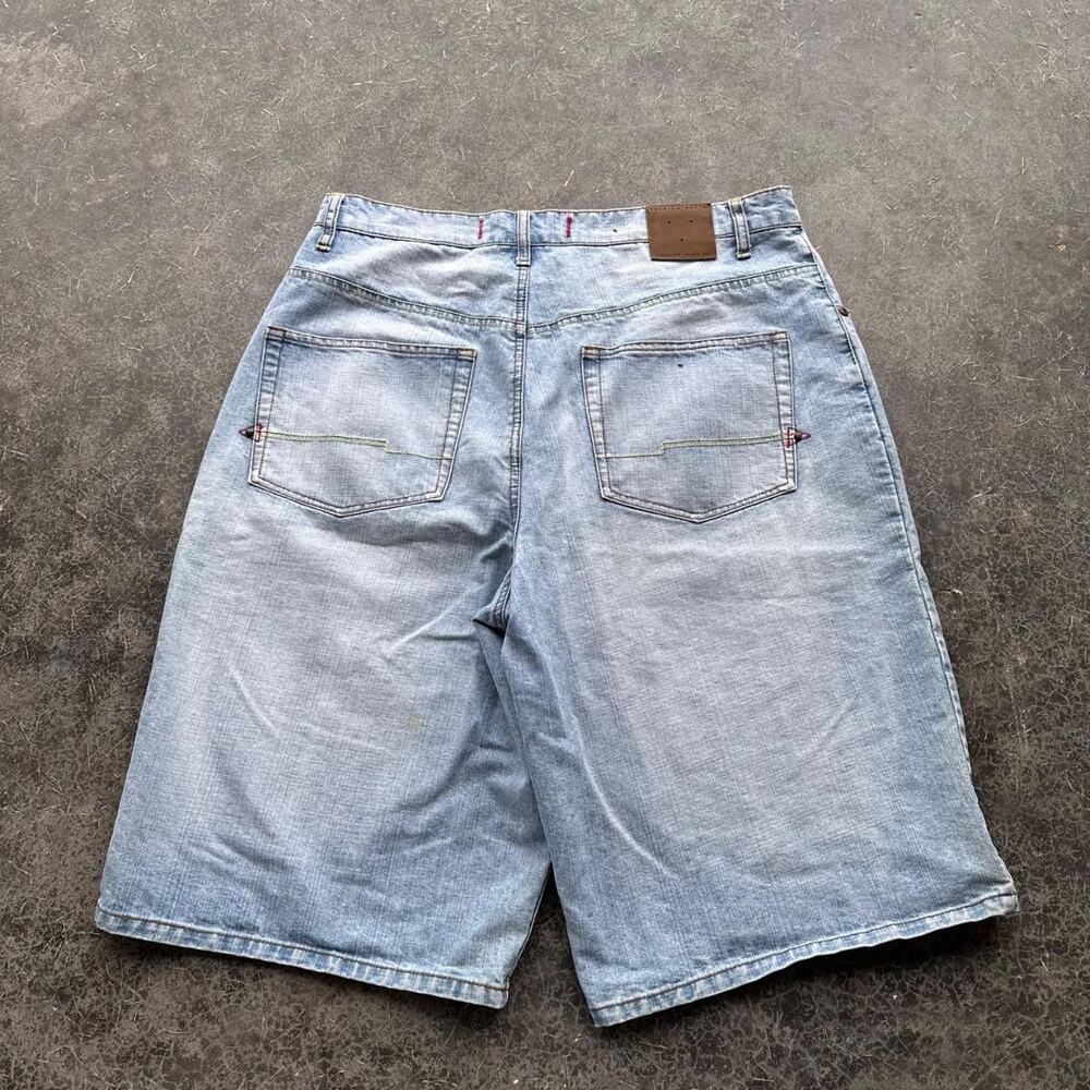 Y2K 2000s Brooklyn Xpress Jean Co Faded Baby Blue Denim Baggy Shorts Jorts